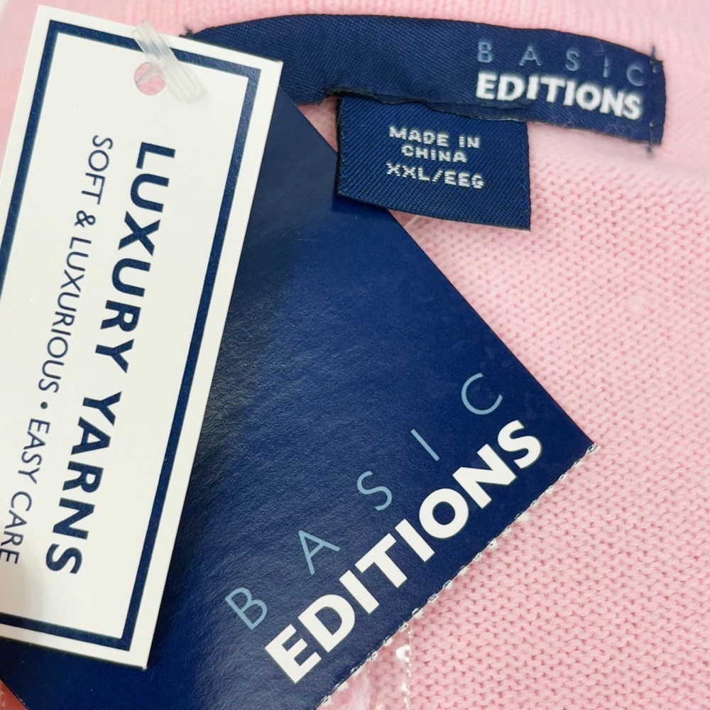 NWT Basic Editions Light Pink Soft Luxury Yarn V-… - image 4